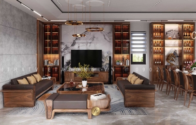 Địa chỉ thiết kế, thi công nội thất gỗ óc chó Hải Dương 